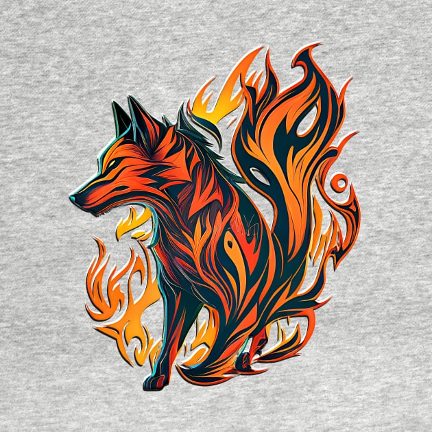 Fenrir the Fire Wolf T-Shirt: Embrace the Power of Norse Mythology by MK3